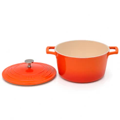 Panela Caçarola Cook & Chef 28 Cm Antiaderente Alumínio Inox Laranja Tampa Indução E Fogo