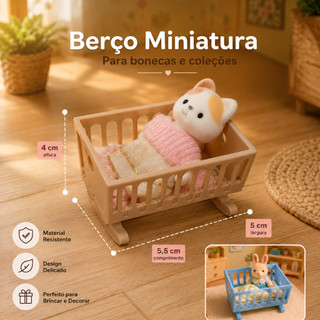 Mini Berço de Balanço Compatível com Sylvanian Families