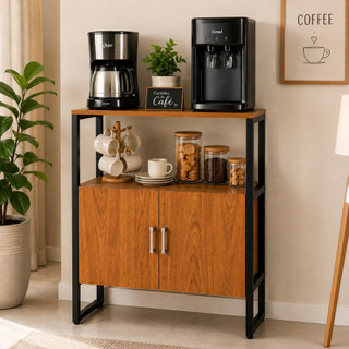 Buffet Aparador 70cm Industrial com 2 Portas Prateleira Multiuso para Cantinho do Café Sala Cozinha