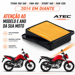 Filtro de Ar Elemento Modelo Original Honda Titan Fan Start Cargo 150 160 Fan 125i 2014 Premium
