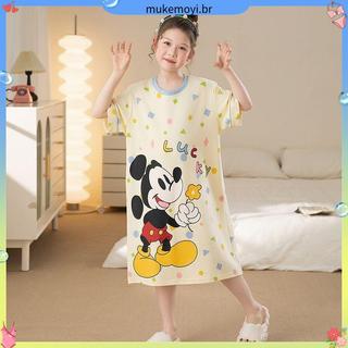 Bonito dos desenhos animados Mickey pijamas meninas verão médio grande crianças puro algodão fino de manga curta criança