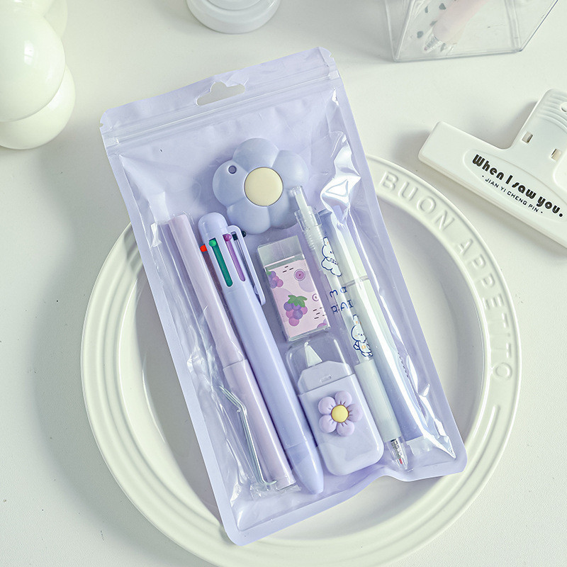 Conjunto de papelaria fofo conjunto de 7 peças para aprender lembranças de papelaria