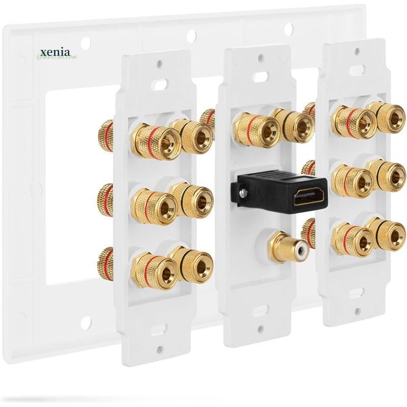 xenia00 Distribuição De Som Surround De 3 Gangues De Cobre Banhado A Ouro Home Theater Banana Plug Post Coupler Type Sup