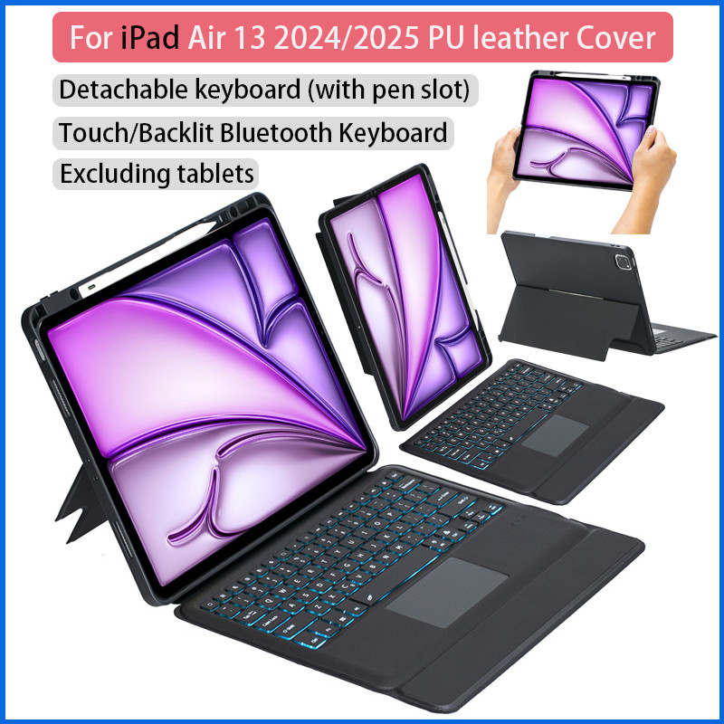 Capa Protetora De Teclado Bluetooth Removível Retroiluminado Por Toque Para iPad