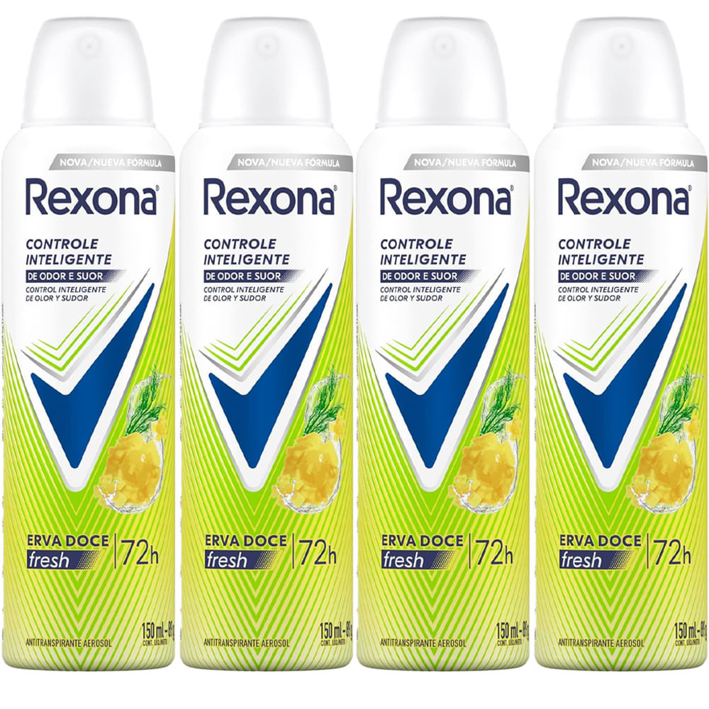Kit Desodorante Aerosol Rexona Erva Doce Feminino 150ml - 4 Unidades