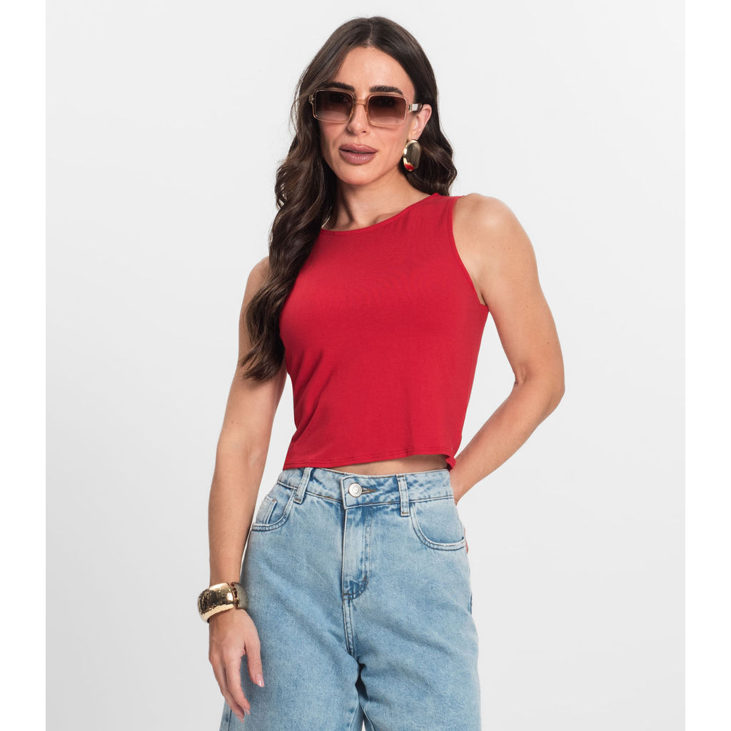 Regata Feminina Básica De Viscotorcion Endless Vermelho