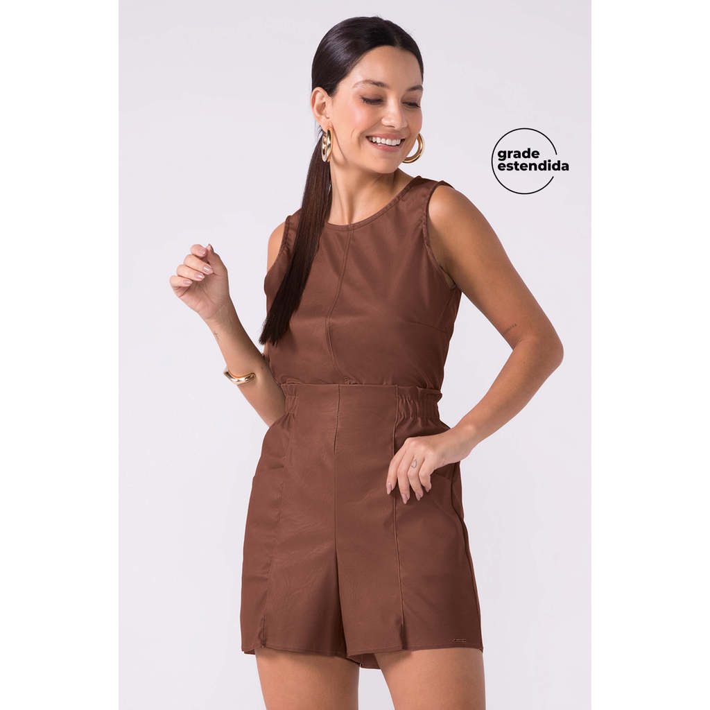 Short Feminino Cintura Alta Marialícia Marrom