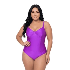 Maiô Body Plus Size 48 Ao 56 Poliamida Acetinada Com Aro Sustentação Proteção UV50 Praia e Casual Donamora