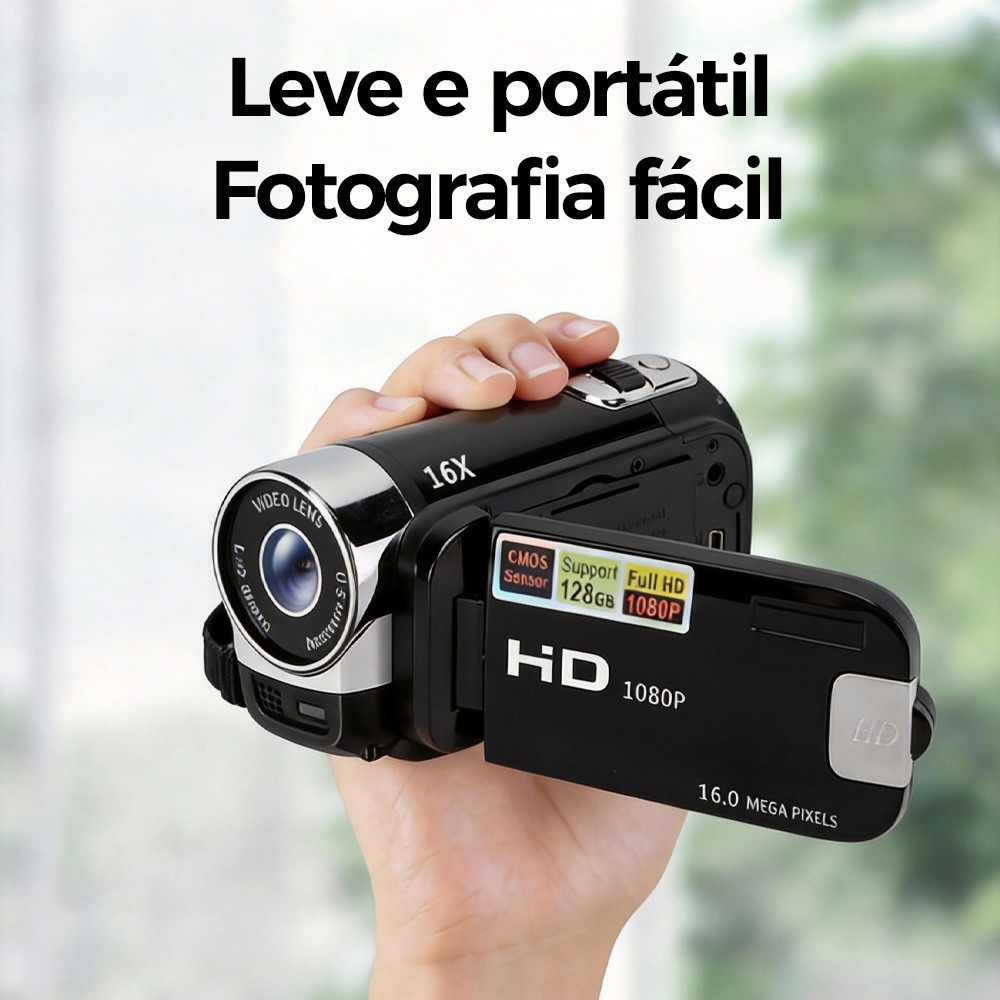 16 milhões de Pixels HD 1080P câmera Digital Zoom 16X com função Selfie tela LCD de 2.7 polegadas gravação de vídeo DVR 