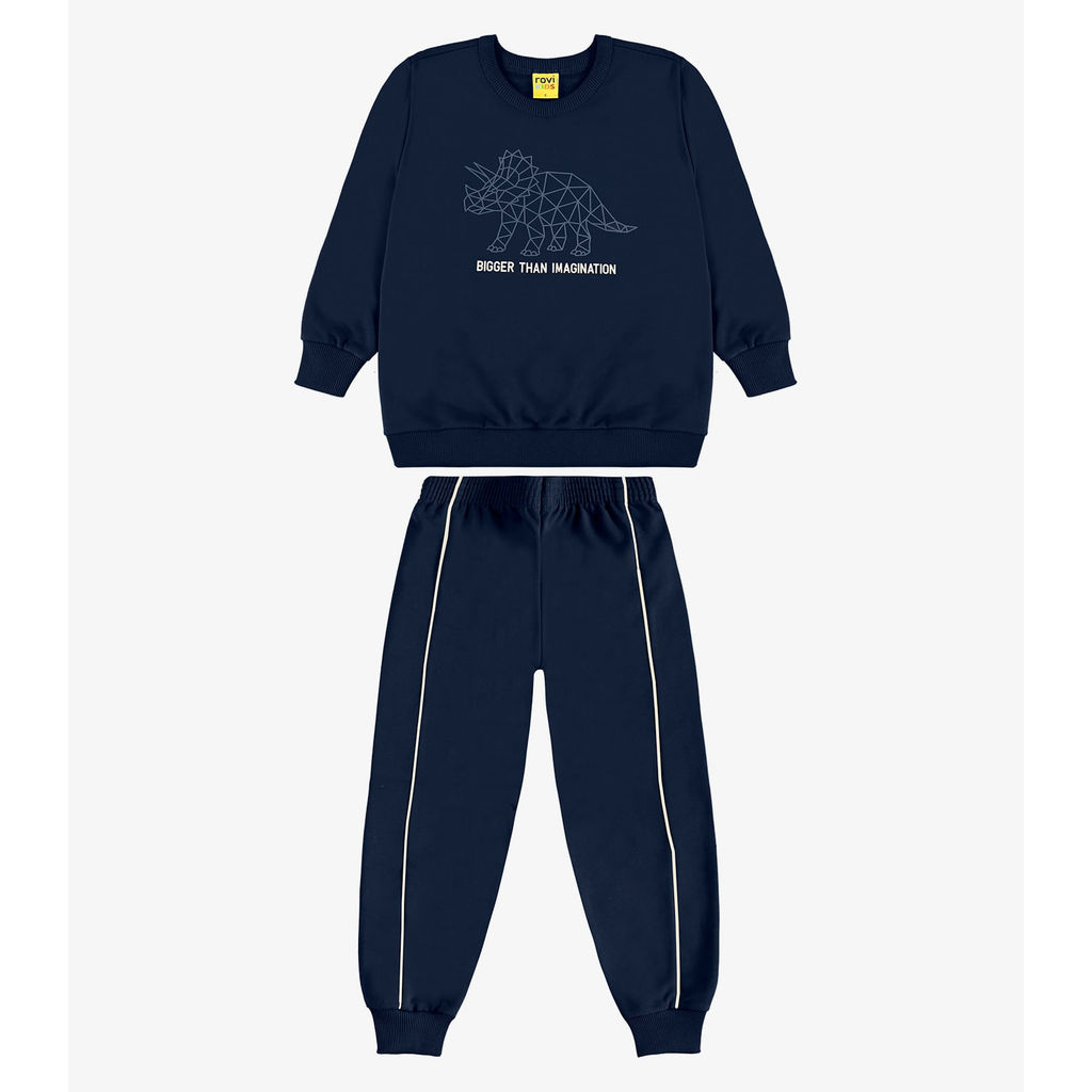 Conjunto Blusão e Calça Moletom Rovi Kids Azul
