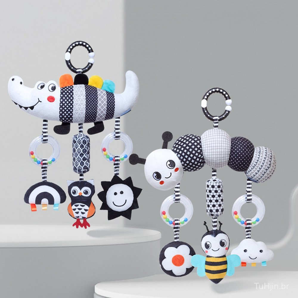 Brinquedos De Desenvolvimento Sensorial Para Bebês Preto E Branco De Alto Contraste Pendurados Na Cama C