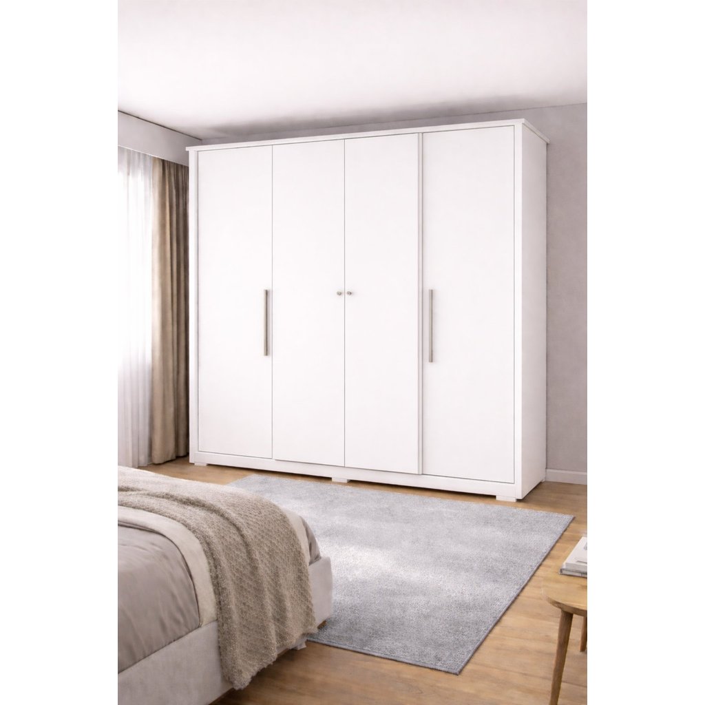 Guarda Roupa Casal 4 Portas 2 Gavetas Mônaco Espresso Móveis Branco Branco