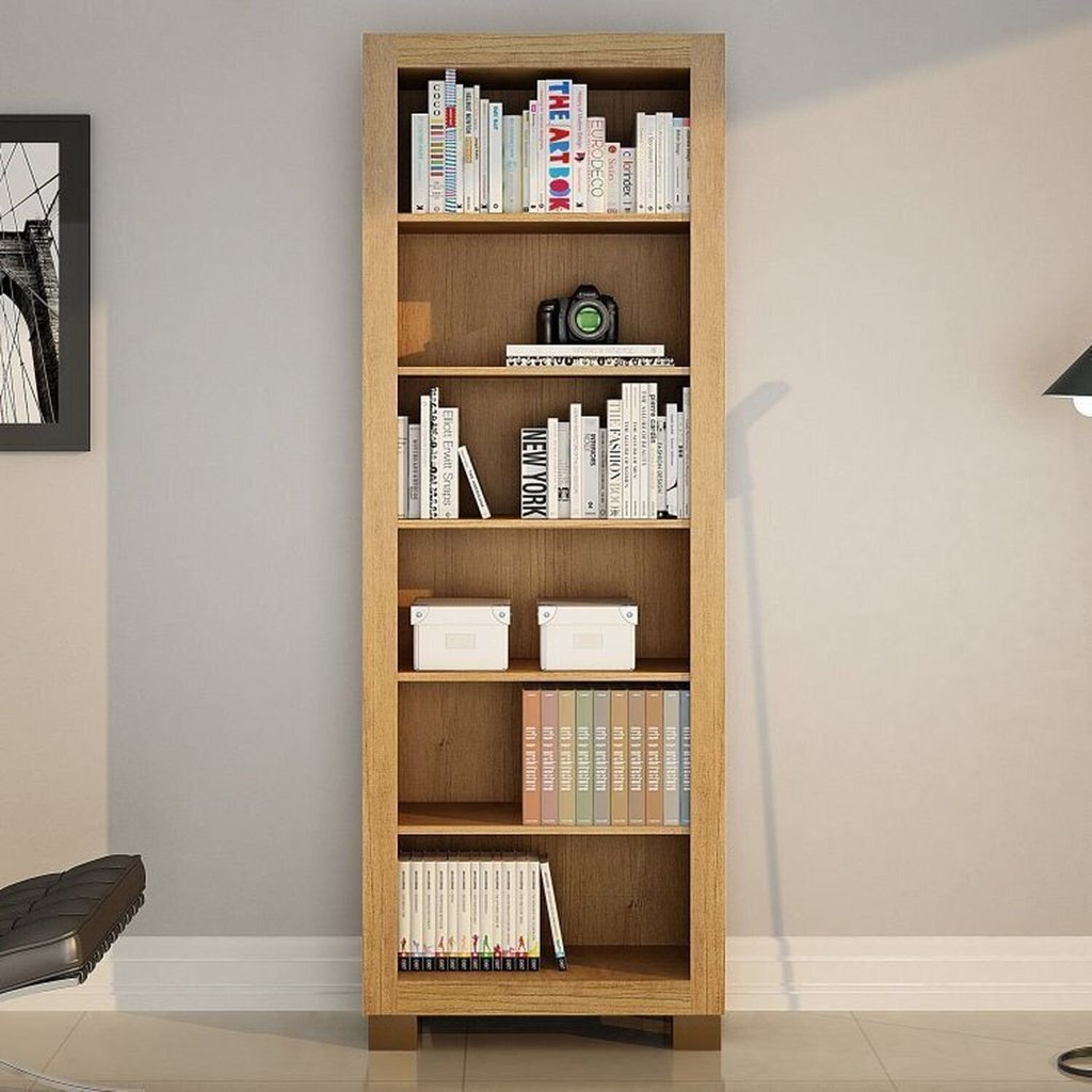 Conjunto Estante Flex 5 Prateleiras e Escrivaninha com 1 Porta Cinamomo Off White Marrom 100% MDF Cinamomo/Off White — imagem 2 de 2
