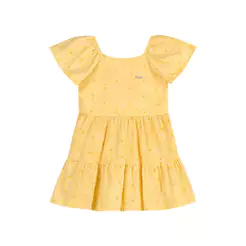 Vestido Infantil Menina Devorê Floral Elian Amarelo