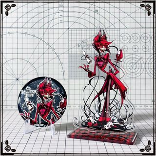 Hell Inn Fan Periférico Alastor Alastor Ornamentos Devil Checkerboard Suporte de presente de alto valor