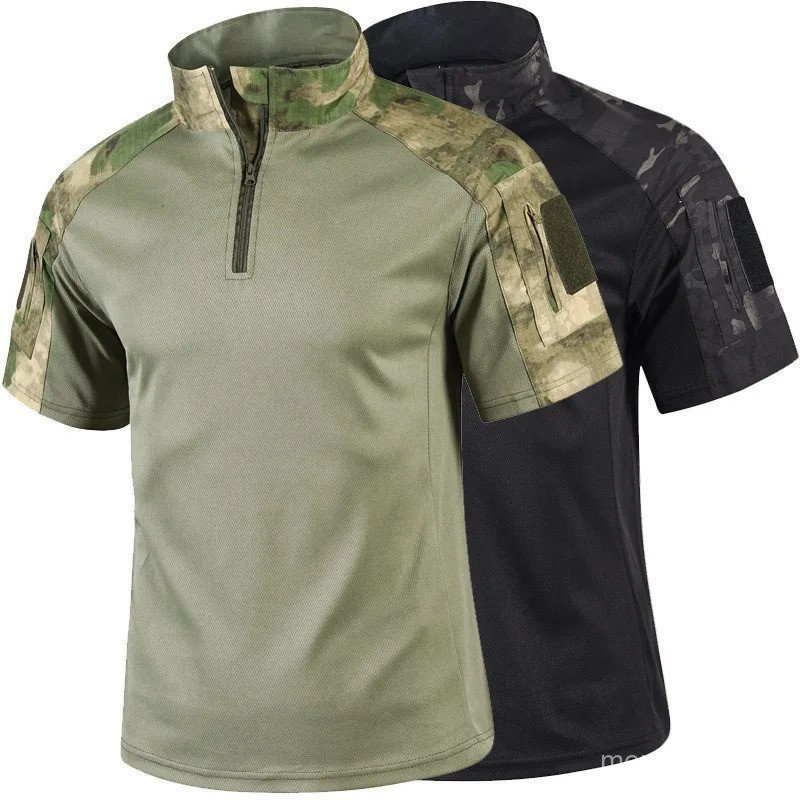 Camisa Tática de Manga Curta Camuflada, Camiseta Militar de Secagem Rápida para Homens 6683