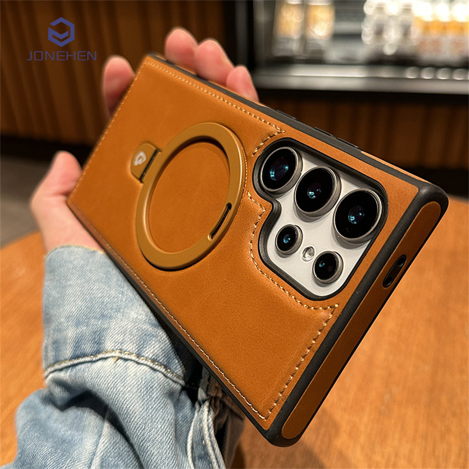 Business Retro Couro Titular Caso Magnético Para Samsung Galaxy S25 S24 Ultra S2