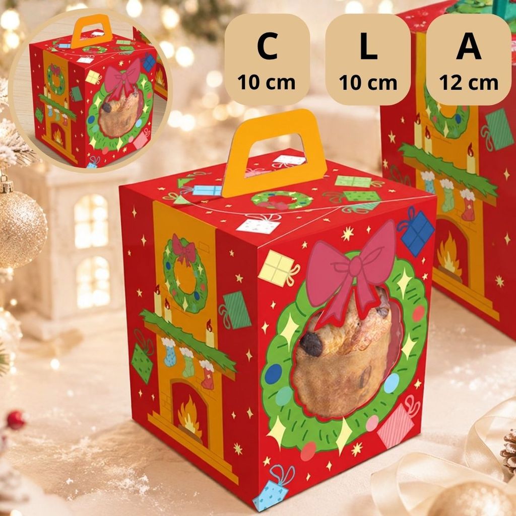 10 CAIXA MINI PANETONE C/ VISOR 100G 10X10X12 NATAL DIVERTIDO 6240 ( NATAL IDEIA 2026 ) — imagem 2 de 2