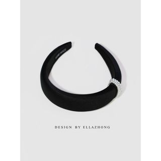 Versão alta ~ Zhao Lusi mesmo estilo bandana bandana preto pérola All-Match simples Hairpin aumentar manivela topo japon