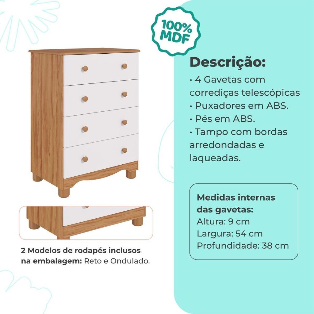 Quarto de Bebê Completo Gaveteiro 4 Gavetas Guarda Roupa 3 Portas Uli 100% MDF · foto 2
