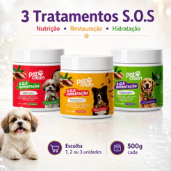 Máscara Hidratação Nutrição Restauração S.O.S Pelo Cães e Gatos Cronograma 500g Pet Clean