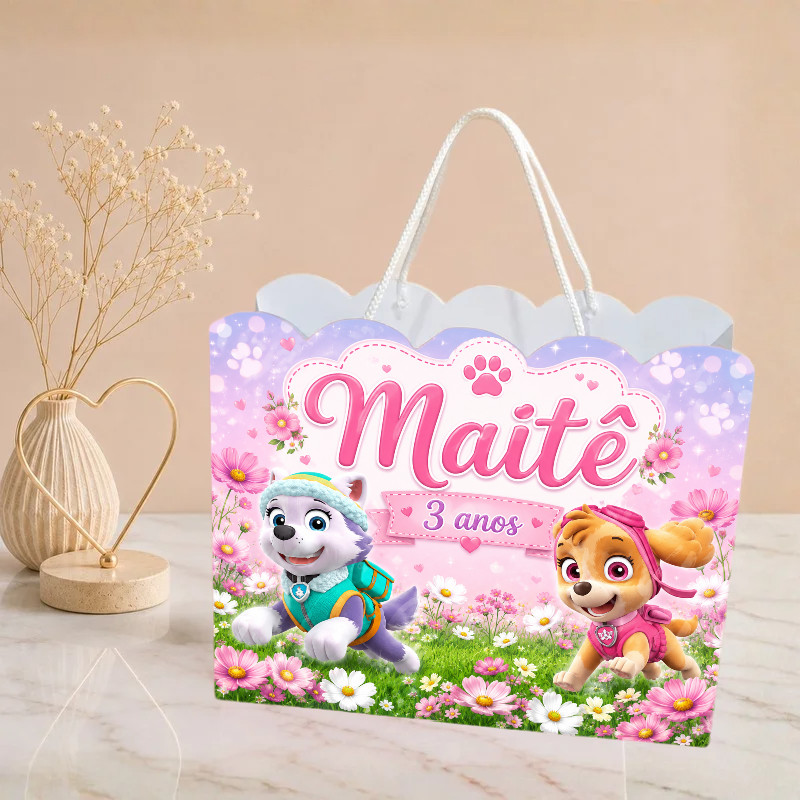 Sacolinha Patrulha Canina Personalizado | Sacolinha | Mimos | Lembrancinha | Aniversário Margarida Flor PEGUE E MONTE