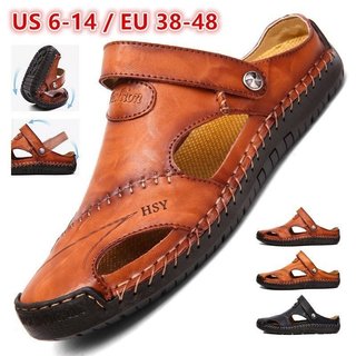 Sandálias Casuais Masculinas, Sapatos de Praia Planos, Respiráveis, Tamanhos Grandes 38-48 KL1O LI3U