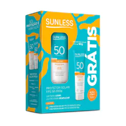 Kit Sunless Protetor Solar FPS50 Toque Seco 200g + Protetor Solar FPS50 Toque Seco 90g