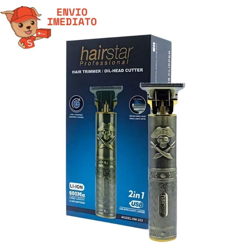 Máquina De Acabamento Trimmer Cabelo Barba Bivolt Hairstar Km-203