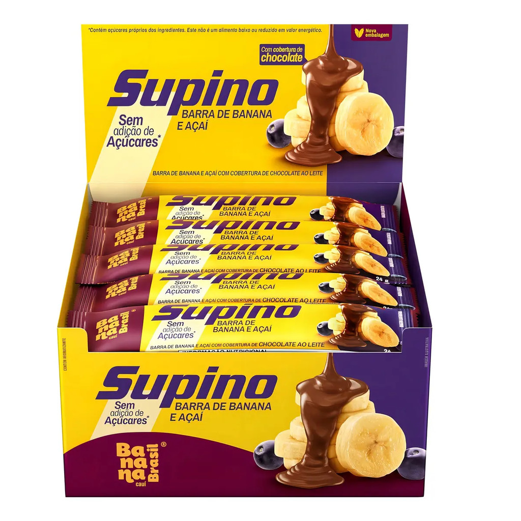 Barra Supino Frutas Zero Banana E Açaí 20x24g Banana Brasil