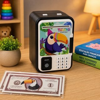 Cofrinho Infantil Eletronico Seguro Impressao Digital Senha Protecao Economizar