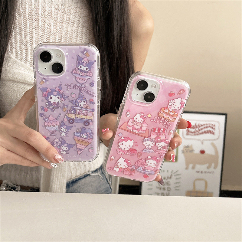13 Cat Library Side Hand 16 Cartoon iphone14 Luo Tumami Apple Chassis Capa Anti-redonda adequada para kt15promax