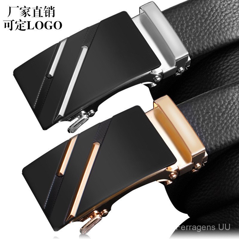 Cinto Masculino de Couro Genuíno XECZ com Fivela Automática, Cinto Casual de Couro Bovino, Cinto para Calças Masculinas,