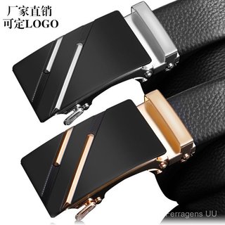 Cinto Masculino de Couro Genuíno XECZ com Fivela Automática, Cinto Casual de Couro Bovino, Cinto para Calças Masculinas,
