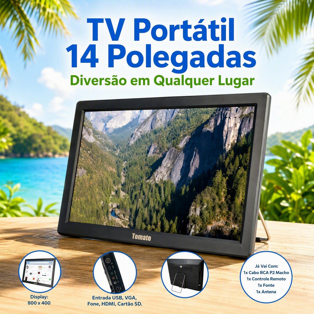 Tv De 14 Tomate Mtm-1410 Com Tela Led Hd - Preto