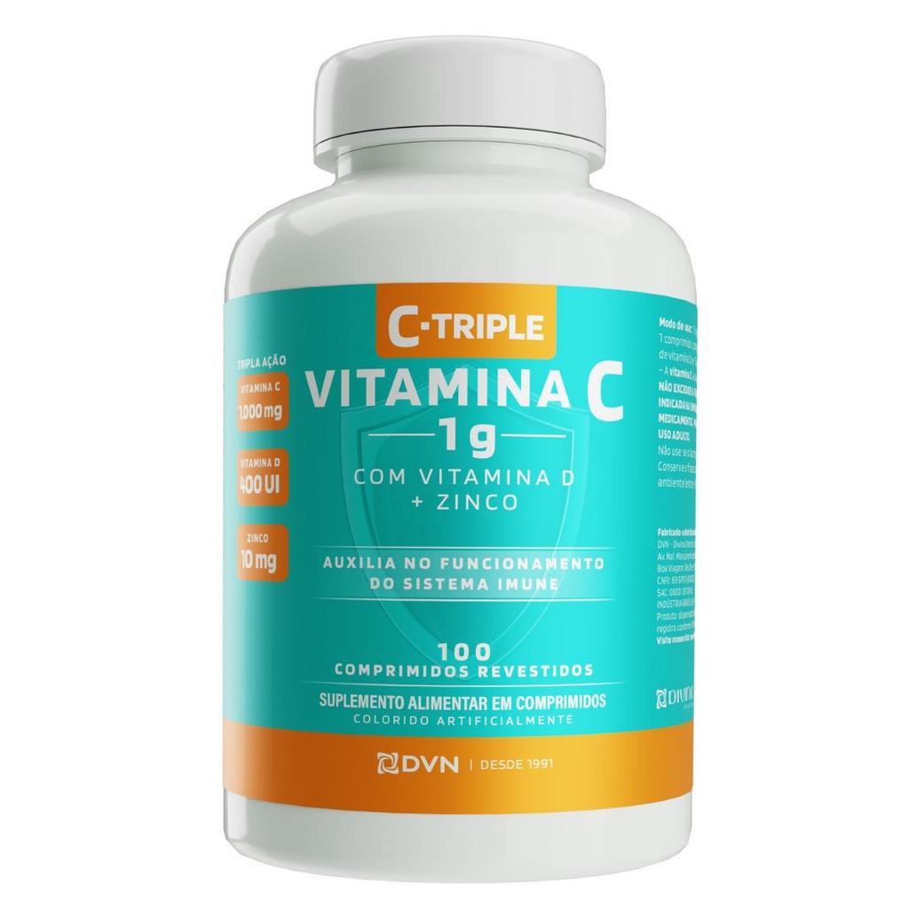 Vitamina C 1g+Vit D 400UI+Zinco 10mg 100 comprimidos C-Triple