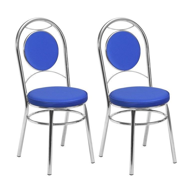 Conjunto 2 Cadeiras para Cozinha Debrum Yescasa Cromado/Azul Cromado/Azul