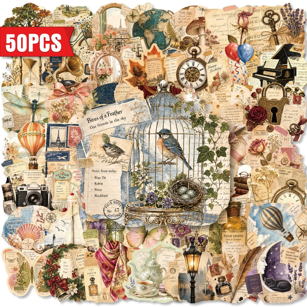 50 Pçs Retro Vintage Arte Adesivos Decalques Estéticos Para Portátil Almofada Telefone Geladeira Viagem Bagagem Garrafa 
