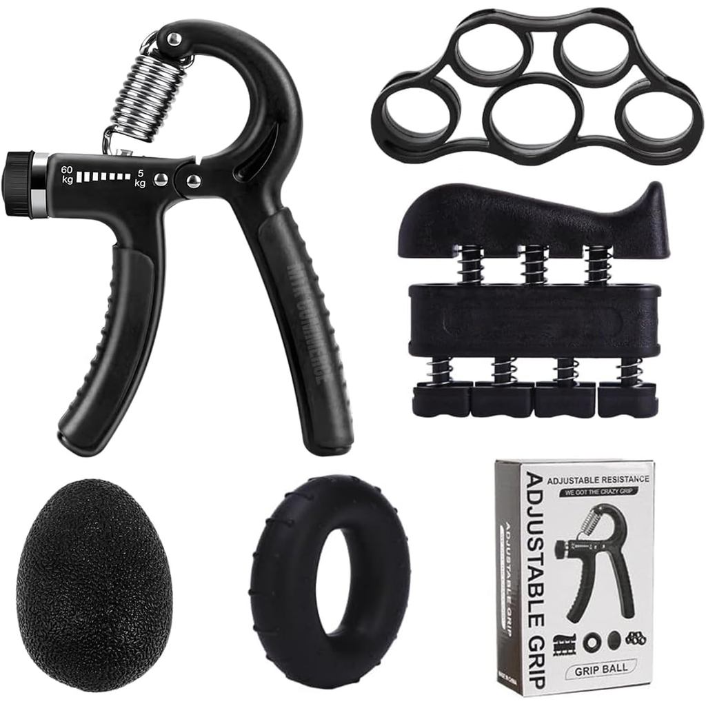 Kit 5 Peças para Fortalecimento das Mãos, Dedos, Punhos e Exercícios de Fisioterapia, bolinha de fisioterapia para mão