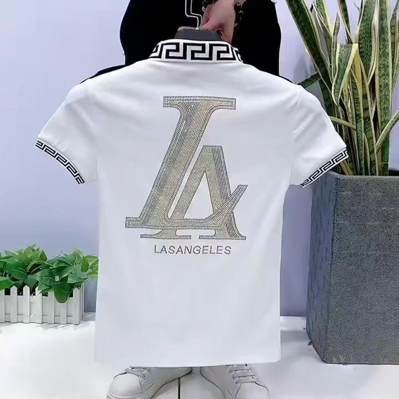 Camisa polo masculina de manga curta roupas na moda camiseta masculina bordada Street Wear meia manga roupas masculinas