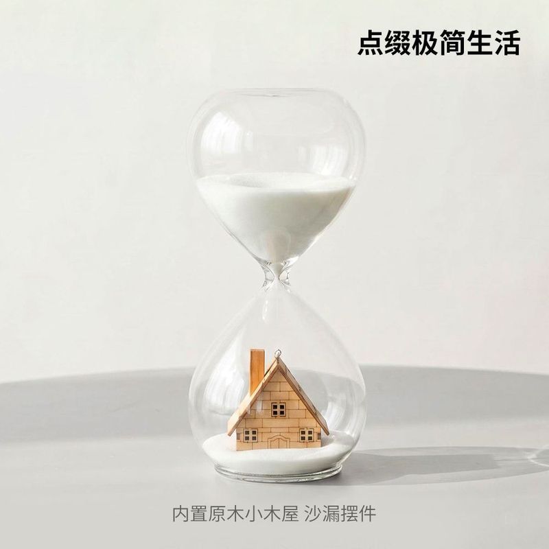Criativo grande ampulheta temporizador 60 minutos natal casa de madeira vidro ampulheta decoração para casa ornamentos e