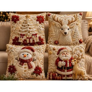 Capa de Almofadas 1 e 4 Decorativas 45x45 Estampas Natalinas estampa premium 2026 PAPAI N…