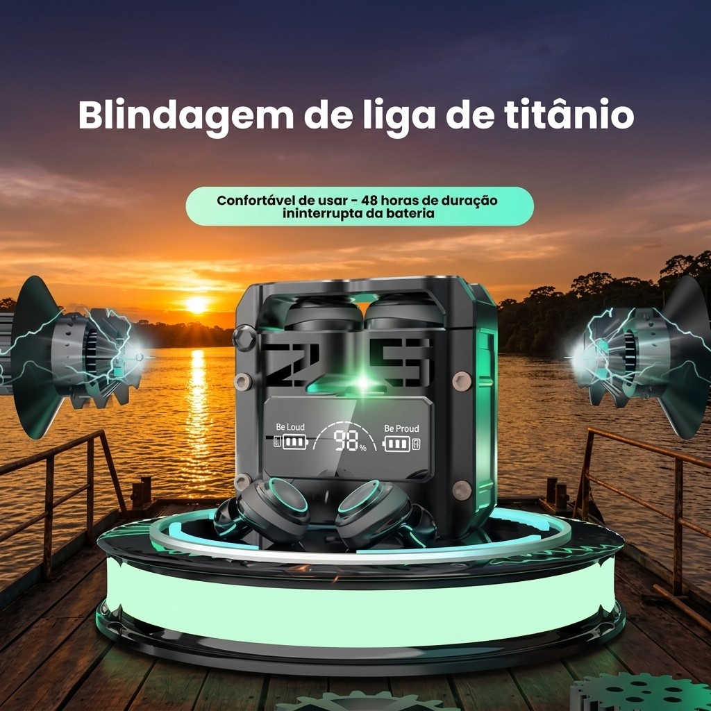 Fone Ouvido Tws M25 Bluetooth Sem Fio Gamer E Esportivo Com Display Led E Redução De Ruído Microfone Integrado
