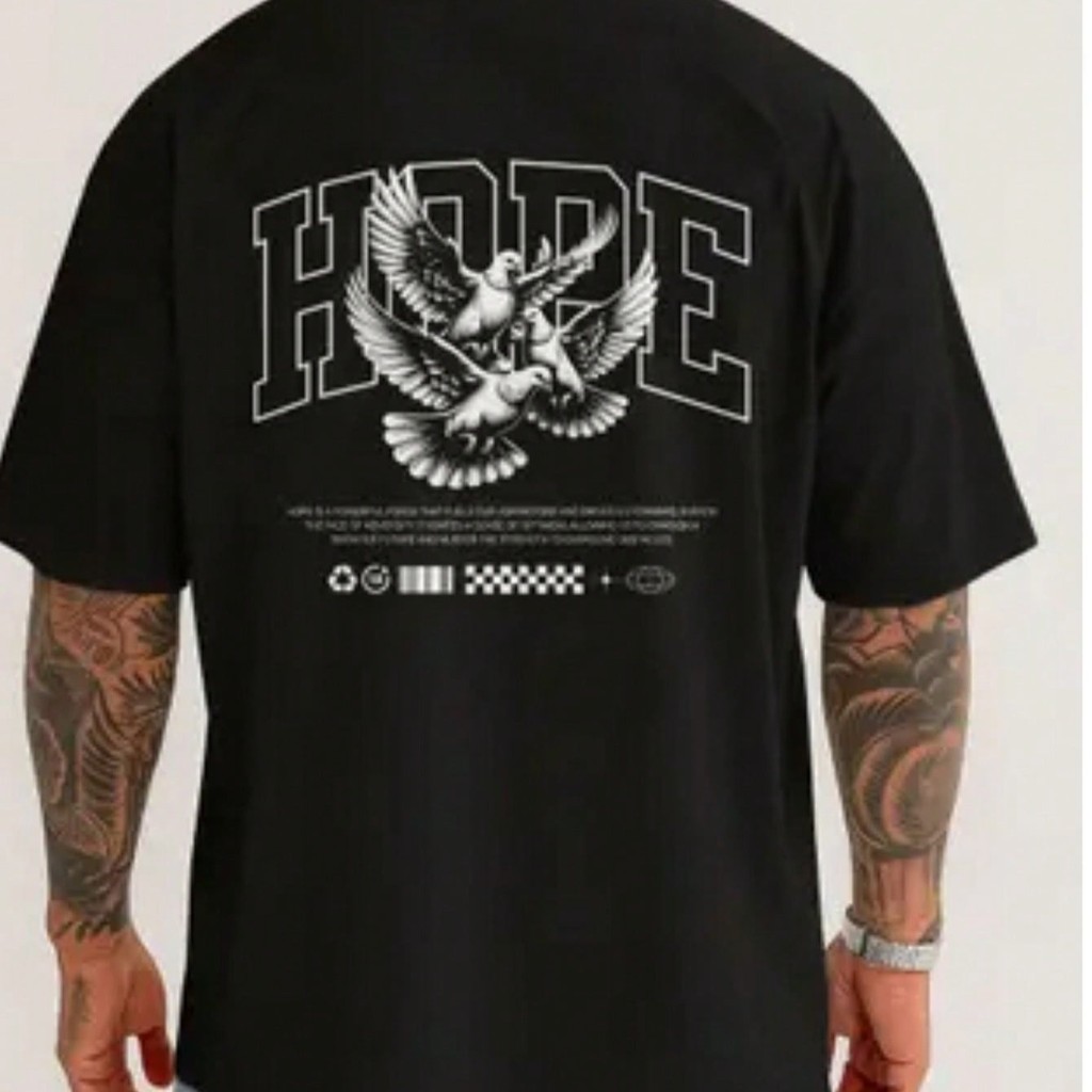 Camiseta Masculina Estampada Moderna 100% Algodão Tecido Leve Confortável Casual Moda Streetwear Modelo: Hope