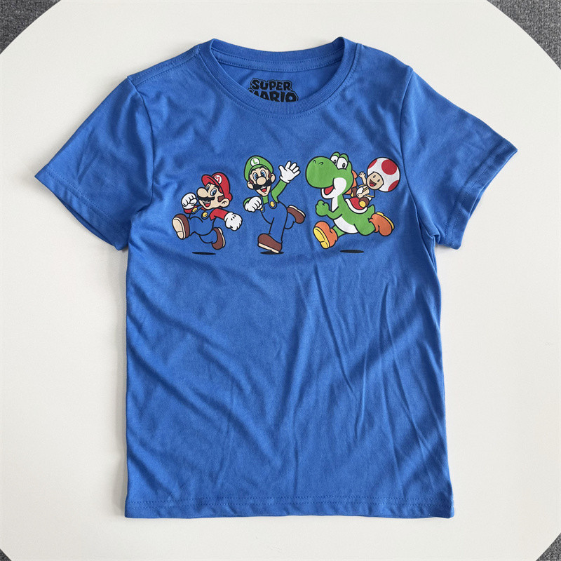 Camiseta infantil de verão de manga curta com desenhos animados para crianças grandes de comércio exterior