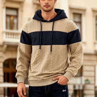 Homens outono inverno versão coreana de manga comprida cor combinando solto Jacquard topo juventude americano simples Ca