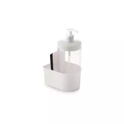 Conjunto Organizador Rodinho Pia Porta Detergente Transparente Esponja Sabão Liquido Branco Plasútil