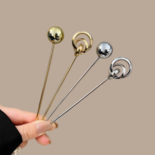 Simples e moderno em forma de anel contas redondas cetro hairpin feminino estilo legal placa elegante hairpin diário hai