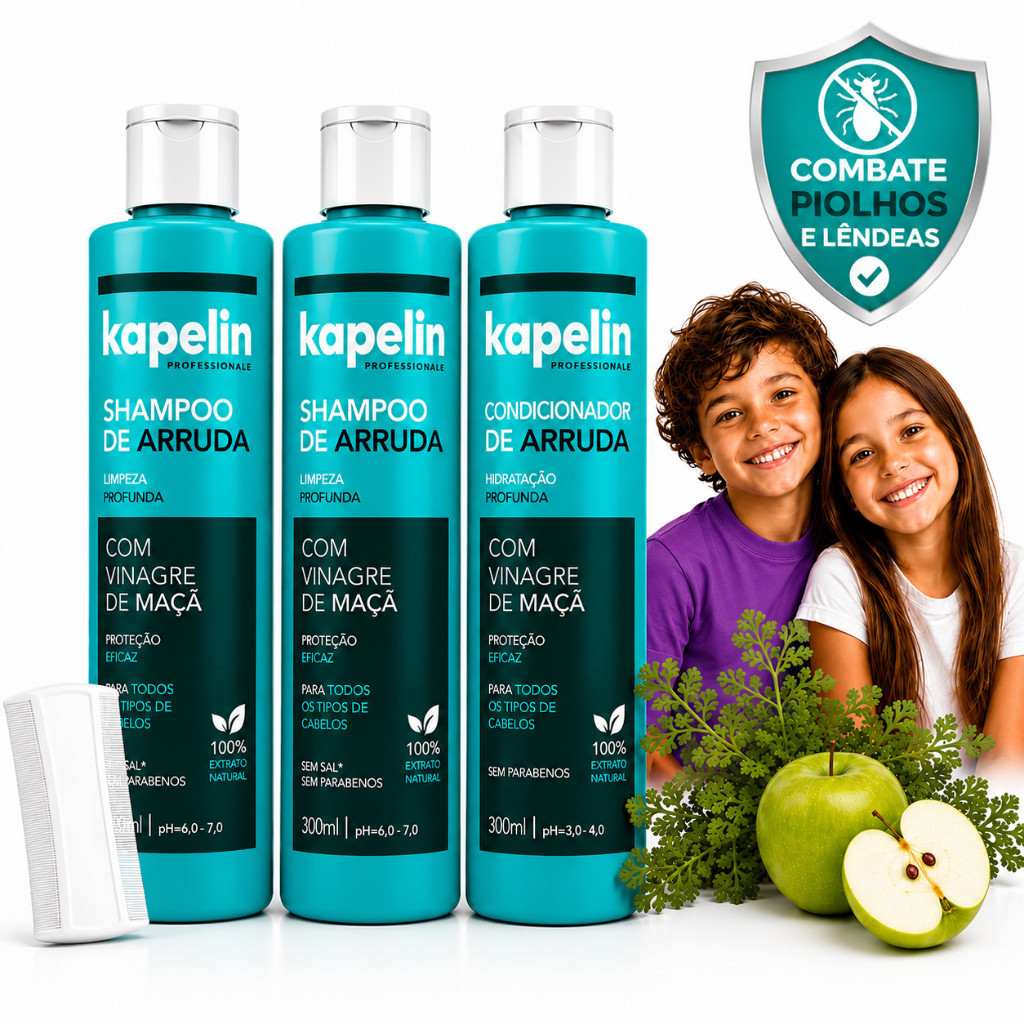 Kit 2 Shampoo + Condicionador De Arruda Mata Piolho E Lêndeas com Pente Fino
