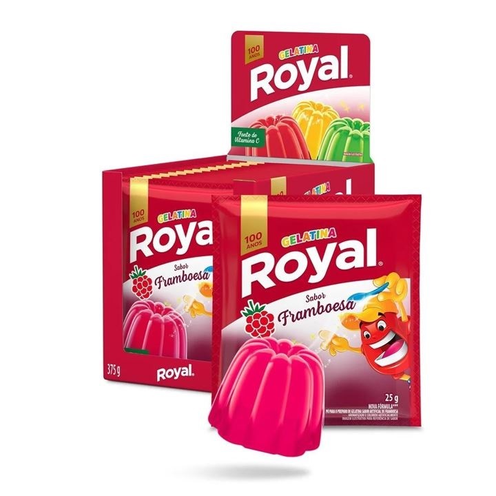 GELATINA EM PÓ ROYAL 375g (15un x 25g) - SABOR FRAMBOESA